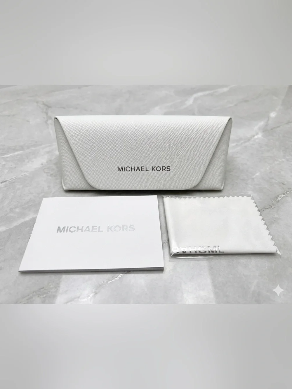 Michael Kors White Sunglasses Case with Care Cloth & Booklet
